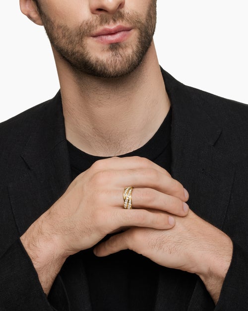 Mens DY Helios Band Ring in 18K Yellow Gold, 9mm