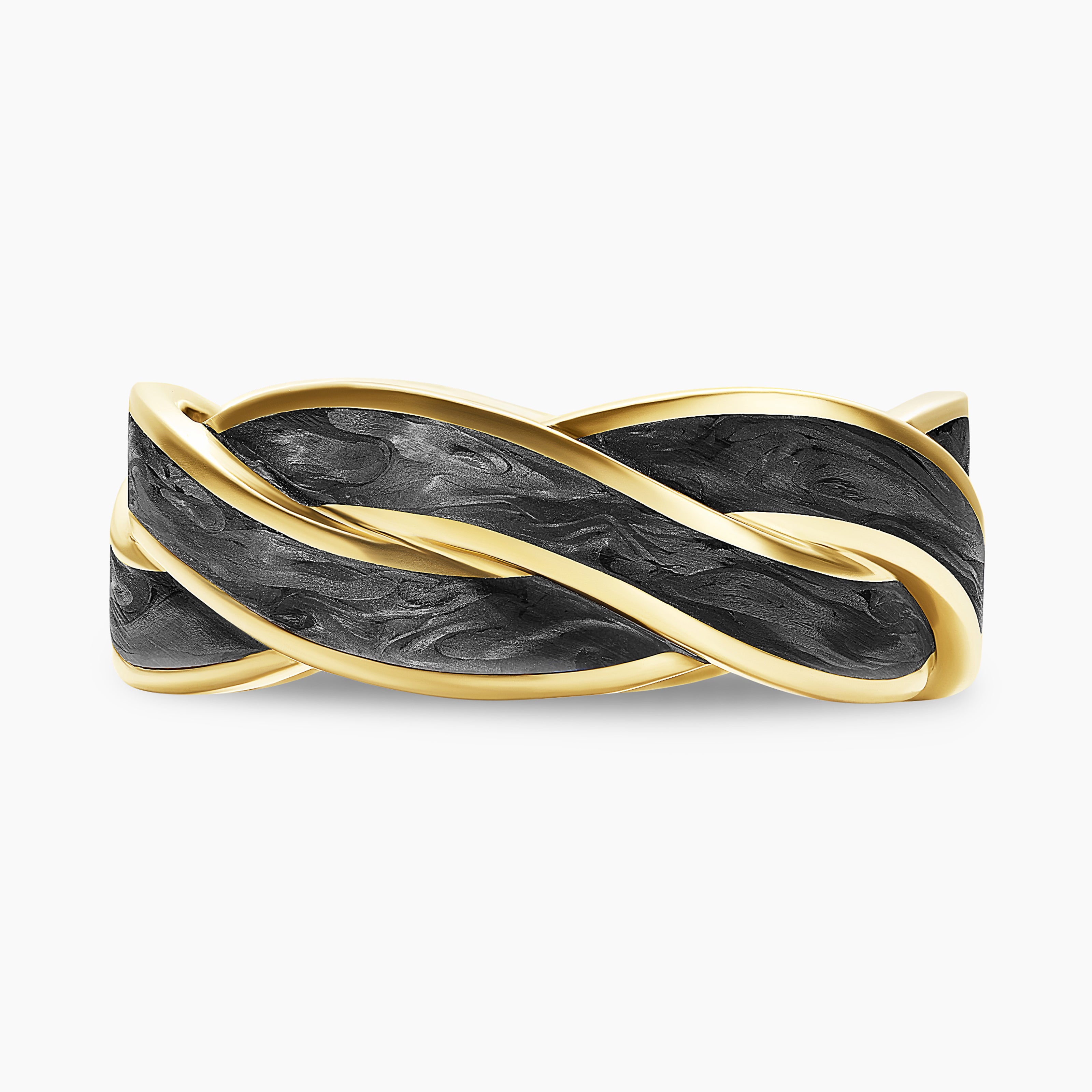 David Yurman Men's 9mm 18K Yellow Gold DY Helios Band Ring