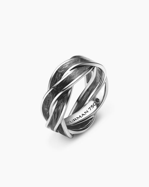 Mens DY Helios Band Ring in 18K White Gold, 9mm