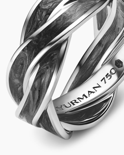 Mens DY Helios Band Ring in 18K White Gold, 9mm