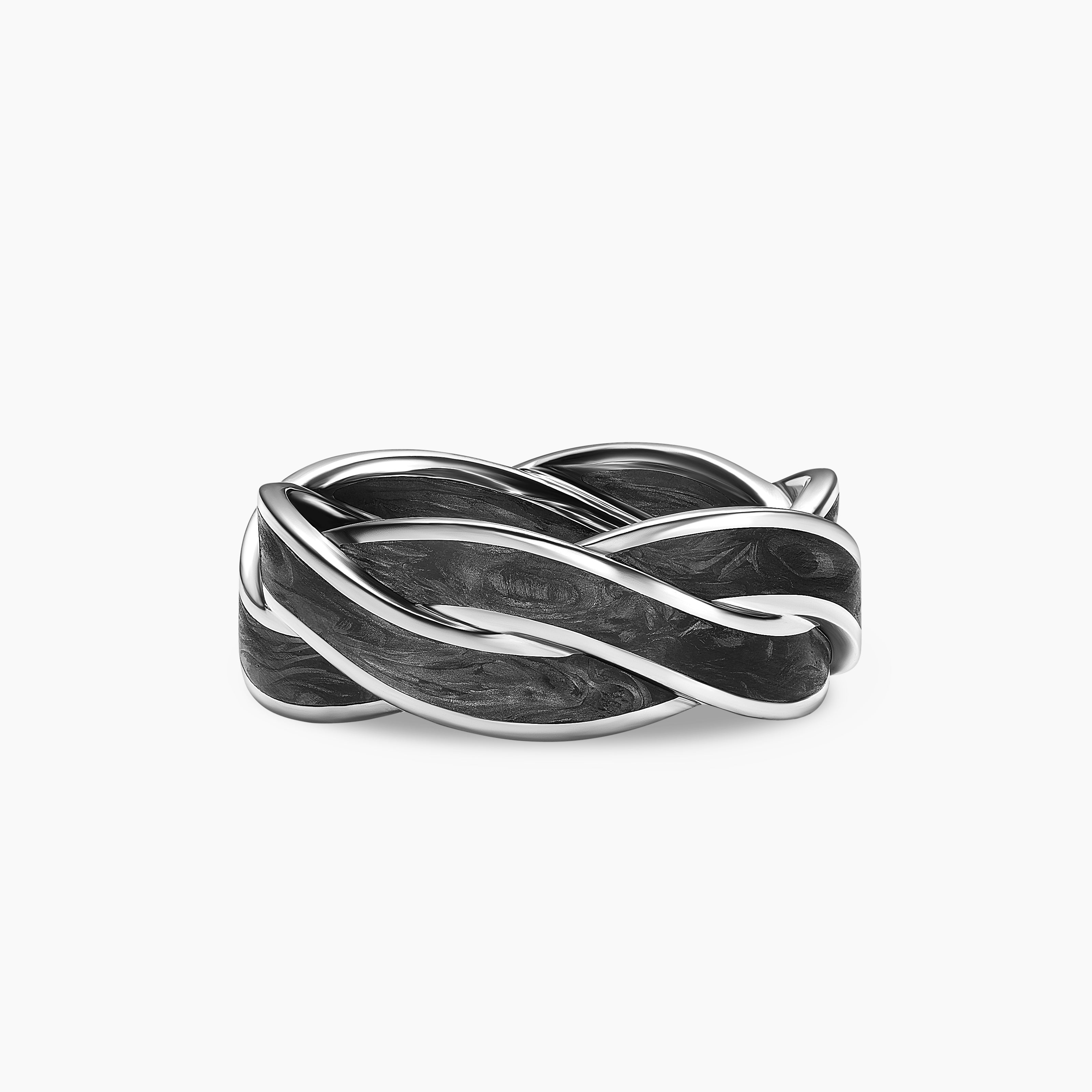 Mens DY Helios Band Ring in 18K White Gold, 9mm