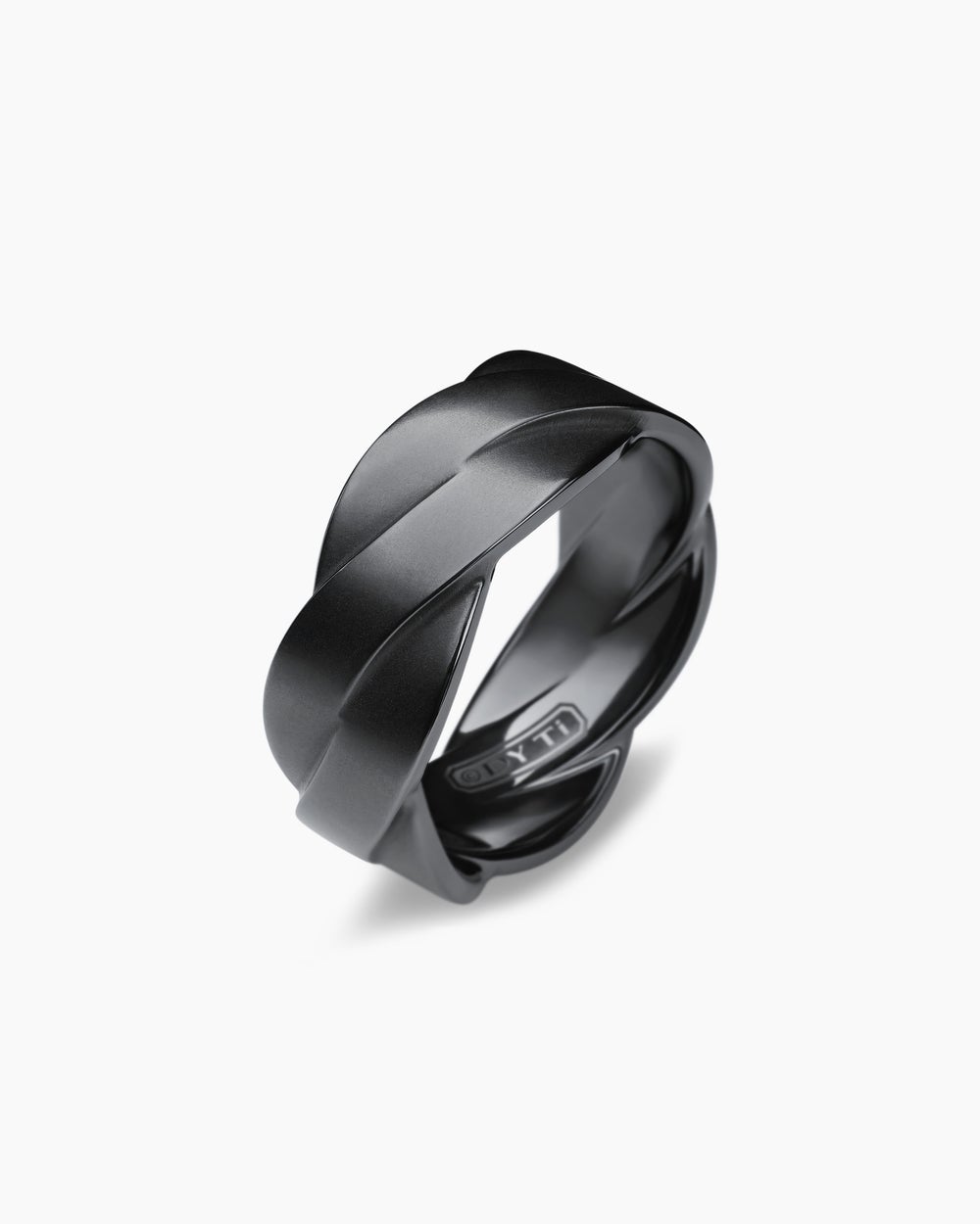 Mens DY Helios Band Ring in Black Titanium, 9mm