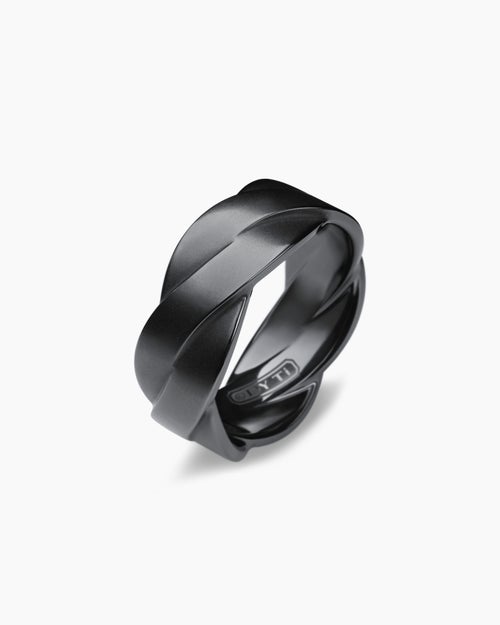 Mens DY Helios Band Ring in Black Titanium, 9mm