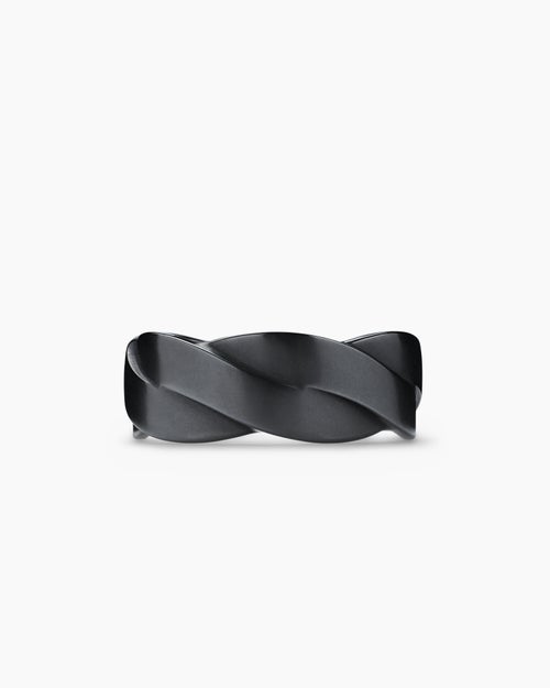 Mens DY Helios Band Ring in Black Titanium, 9mm