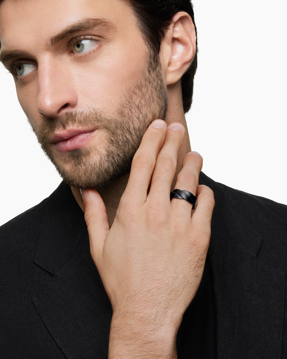 Mens DY Helios Band Ring in Black Titanium, 9mm