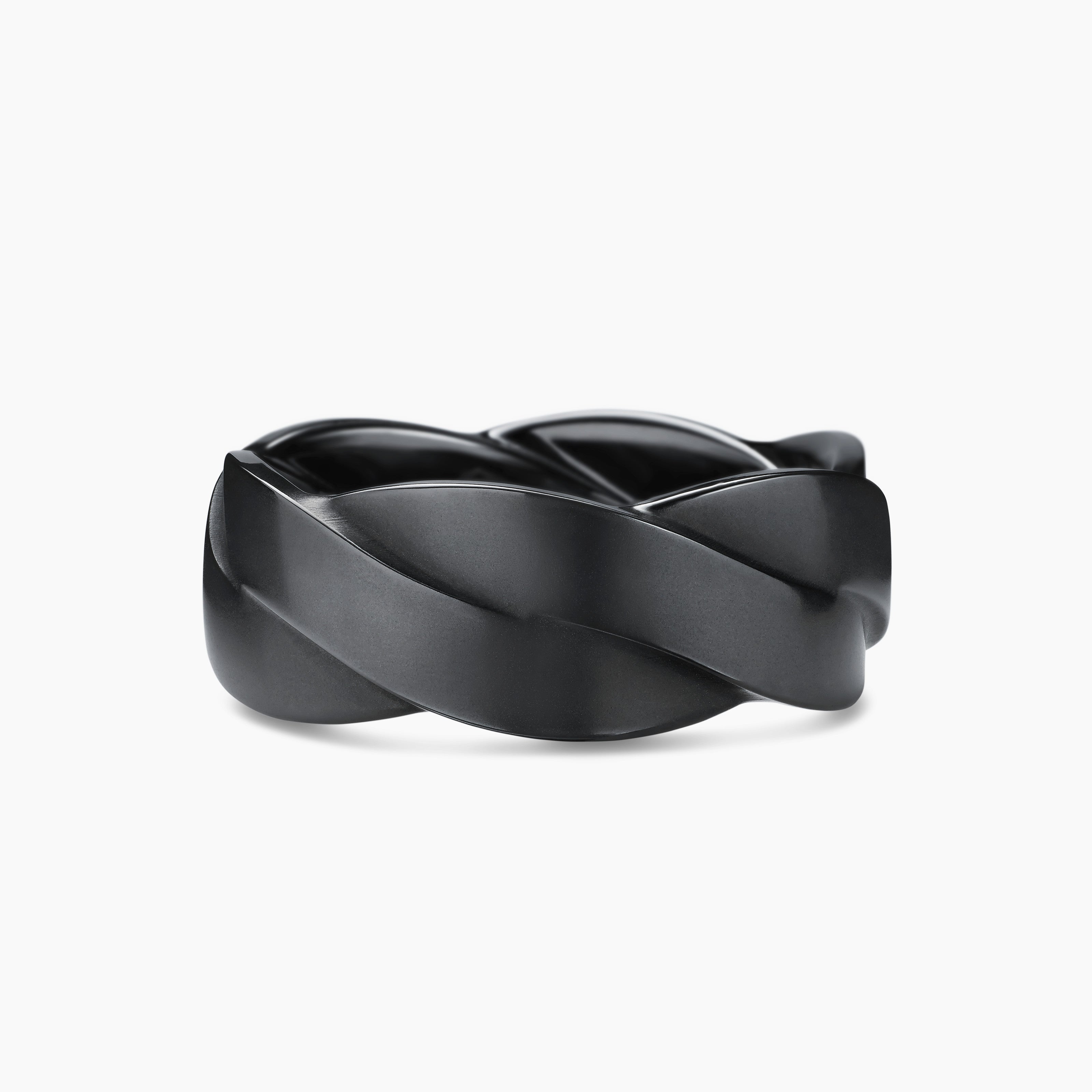 Mens DY Helios Band Ring in Black Titanium, 9mm