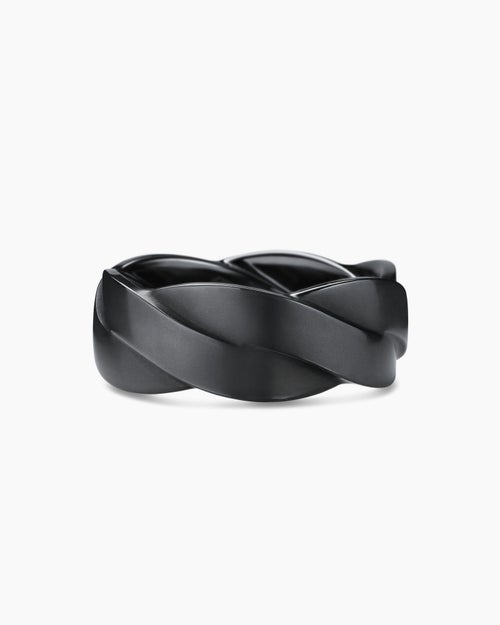 Mens DY Helios Band Ring in Black Titanium, 9mm