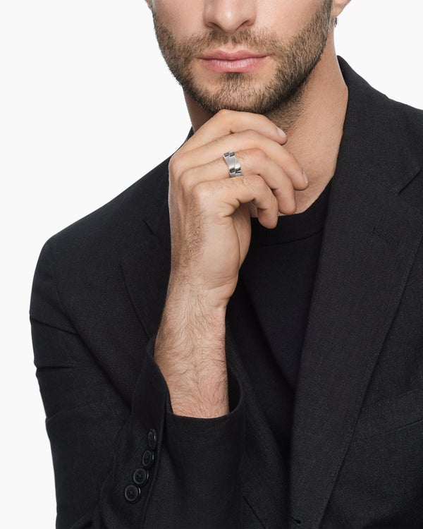 Bague bande de DY Helios en argent sterling, 9 mm