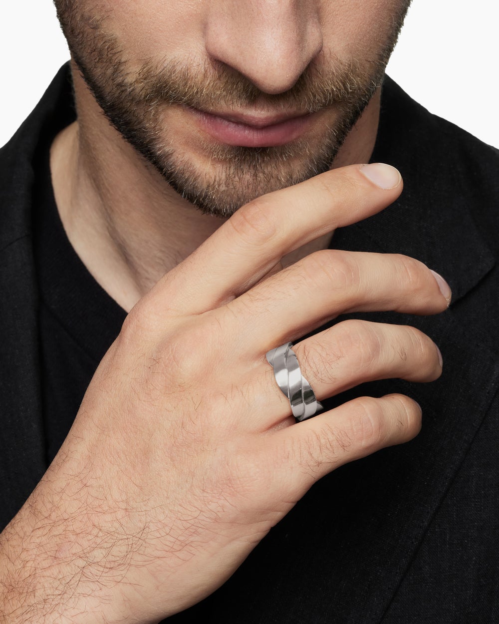 Mens DY Helios Band Ring in Sterling Silver, 9mm