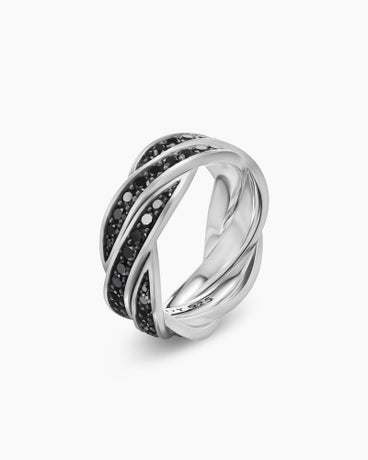 DY Helios™ Band Ring in Sterling Silver with Black Diamonds, 9mm