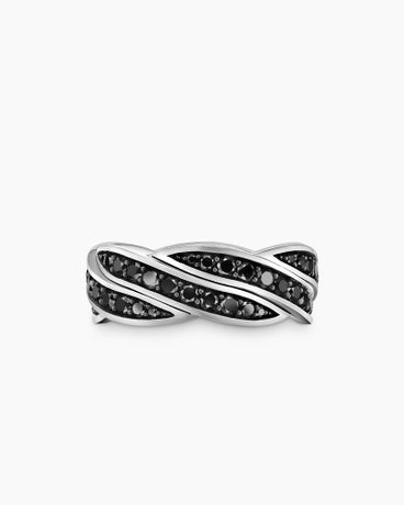 DY Helios™ Band Ring in Sterling Silver with Black Diamonds, 9mm