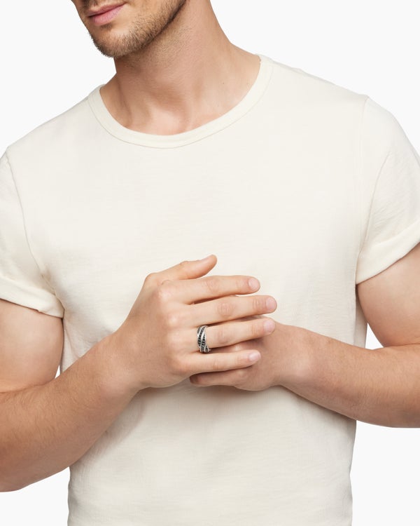 Bague bande de DY Helios en argent sterling, 9 mm