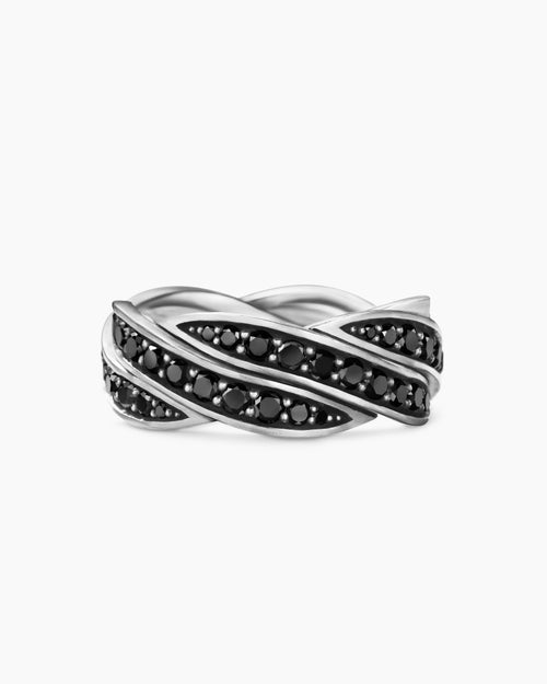 Mens DY Helios™ Band Ring in Sterling Silver with Black Diamonds, 9mm