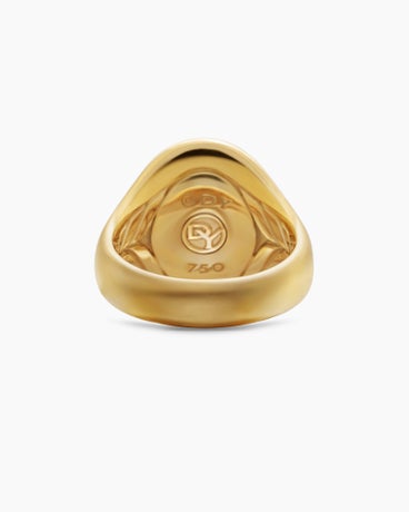 Petrvs® Wolf Signet Ring in 18K Yellow Gold with Black Onyx, 21.5mm