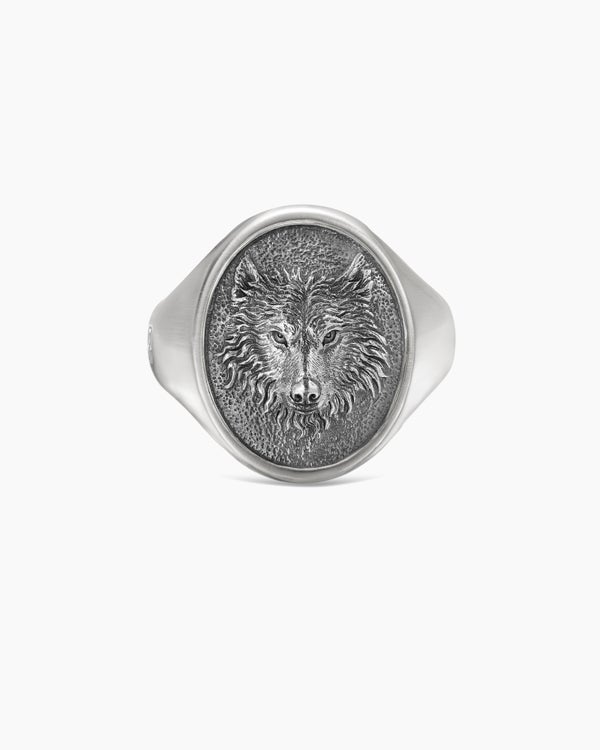 Bague chevalière loup Petrvs en argent sterling, 21,5 mm