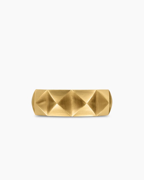 Mens Pyramid Band Ring in 18K Yellow Gold, 8mm