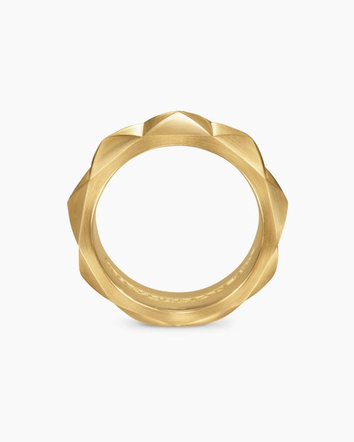 Mens Pyramid Band Ring in 18K Yellow Gold, 8mm