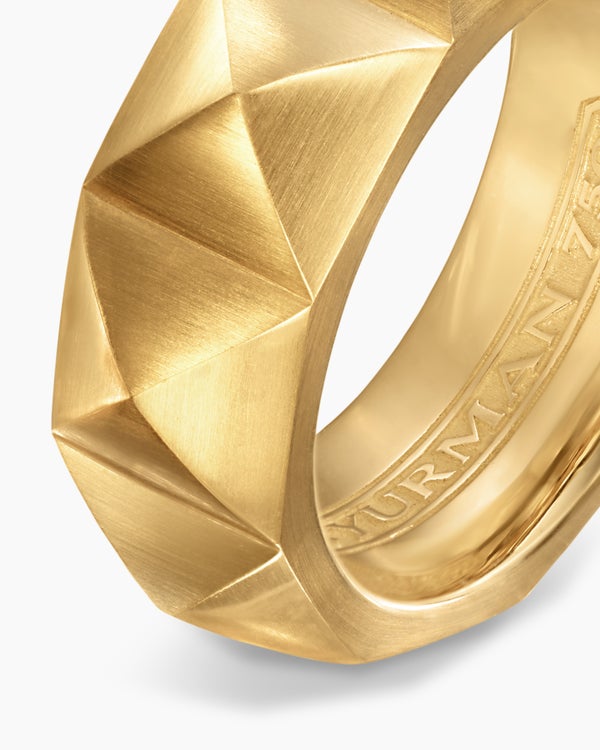 Pyramid Band Ring in 18K Yellow Gold, 8mm