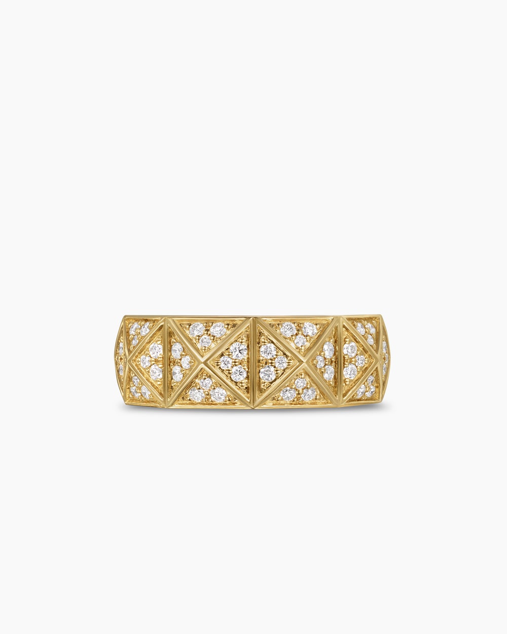 Mens Pyramid Band Ring in 18ct Yellow Gold, 8mm