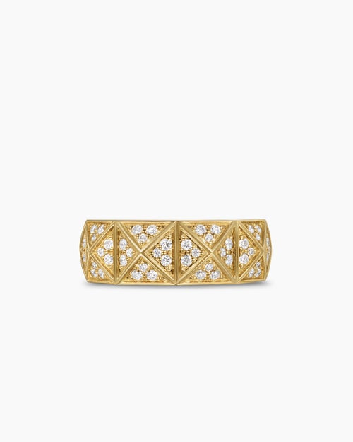 Mens Pyramid Band Ring in 18K Yellow Gold, 8mm