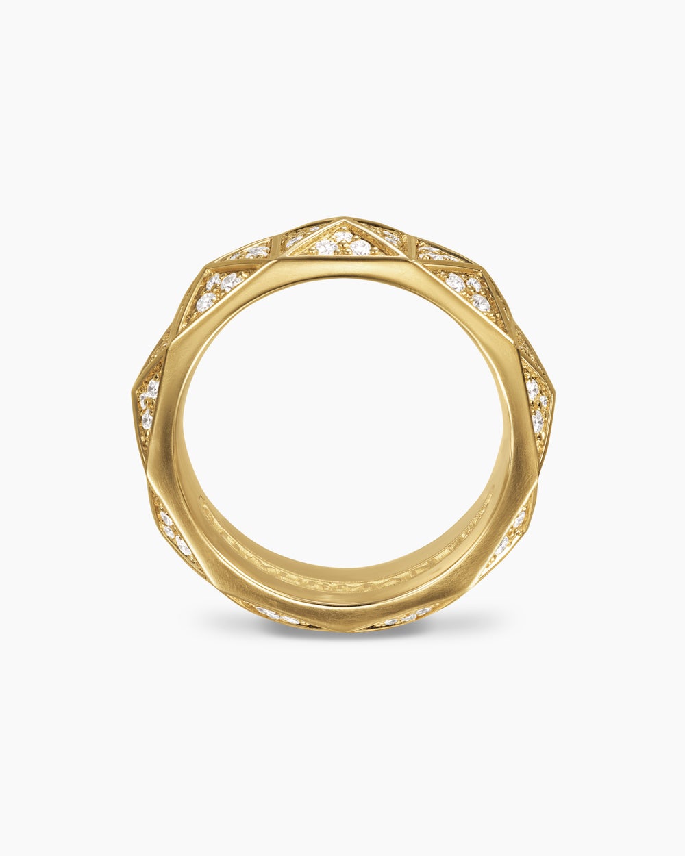 Mens Pyramid Band Ring in 18ct Yellow Gold, 8mm