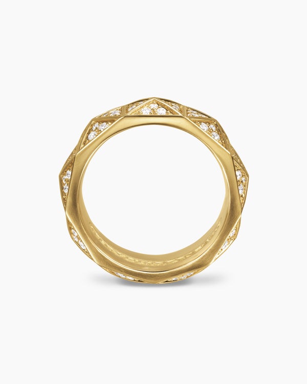 Pyramid Band Ring in 18K Yellow Gold, 8mm