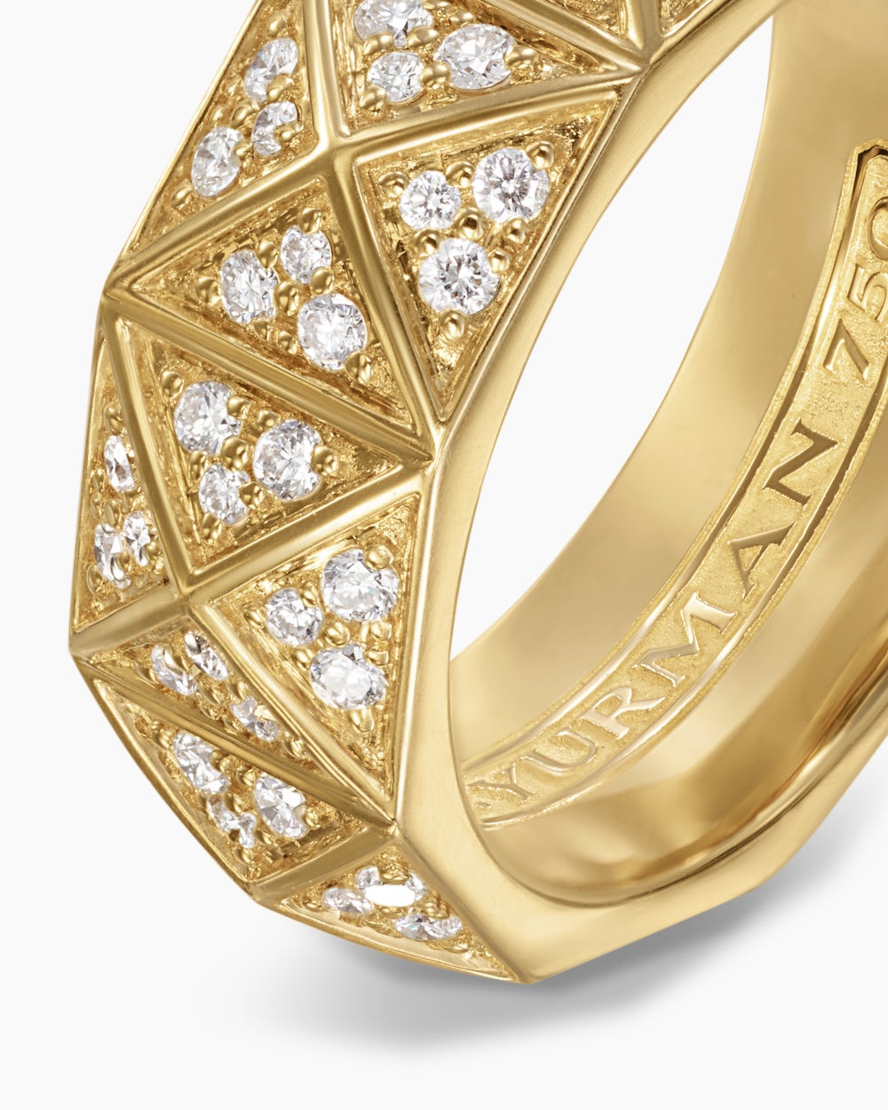 Mens Pyramid Band Ring in 18ct Yellow Gold, 8mm