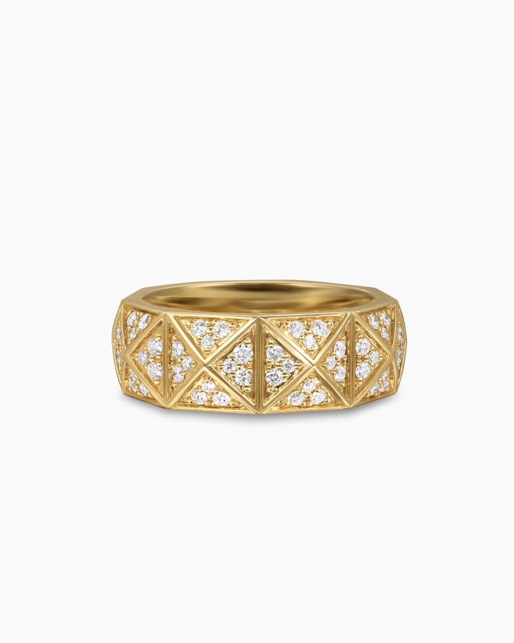 Mens Pyramid Band Ring in 18ct Yellow Gold, 8mm