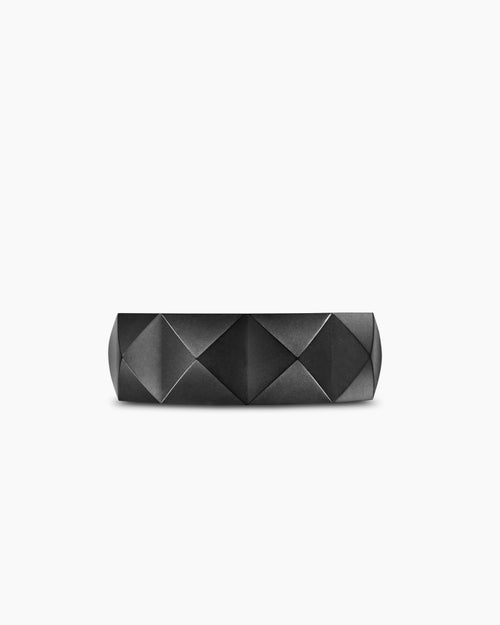 Mens Pyramid Band Ring in Black Titanium, 8mm