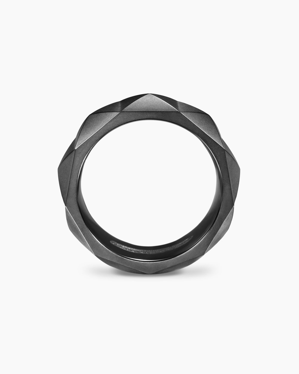 Mens Pyramid Band Ring in Black Titanium, 8mm