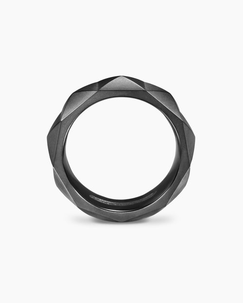 Mens Pyramid Band Ring in Black Titanium, 8mm