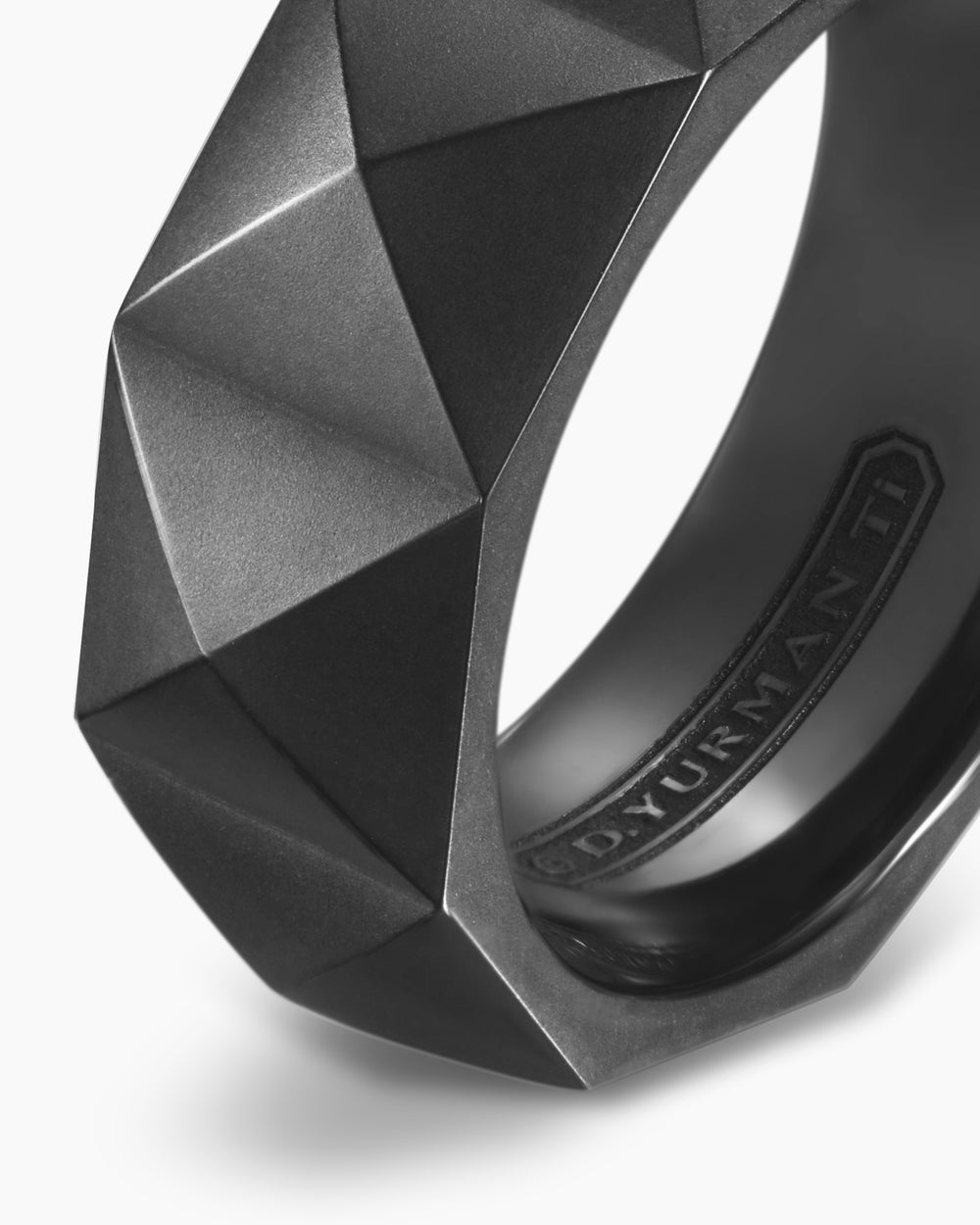 Mens Pyramid Band Ring in Black Titanium, 8mm