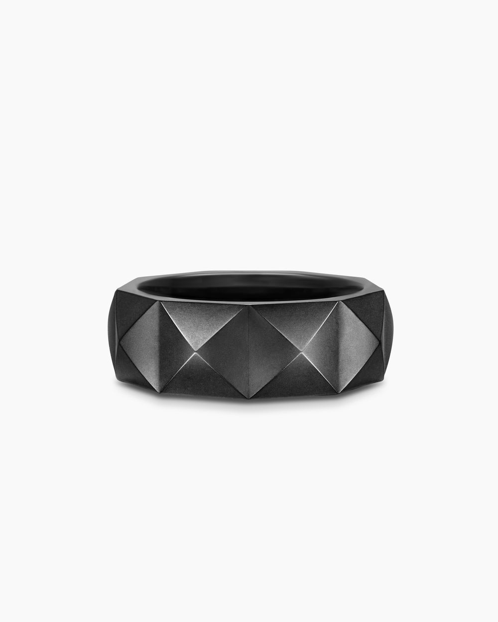 Mens Pyramid Band Ring in Black Titanium, 8mm
