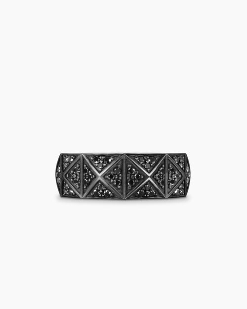 Mens Pyramid Band Ring in Black Titanium, 8mm