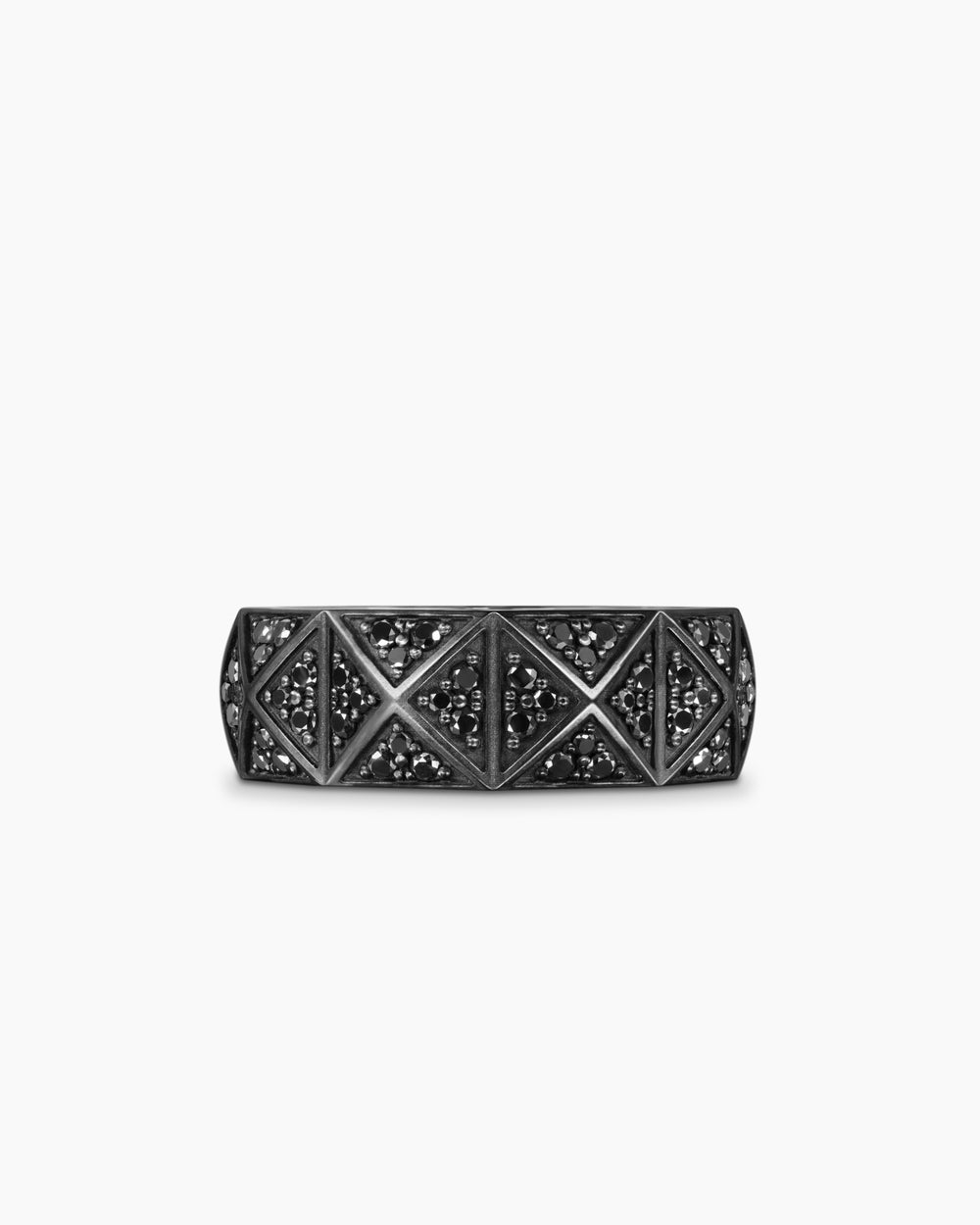 Mens Pyramid Band Ring in Black Titanium, 8mm