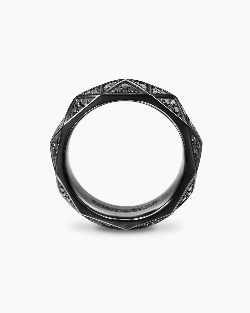 Mens Pyramid Band Ring in Black Titanium, 8mm