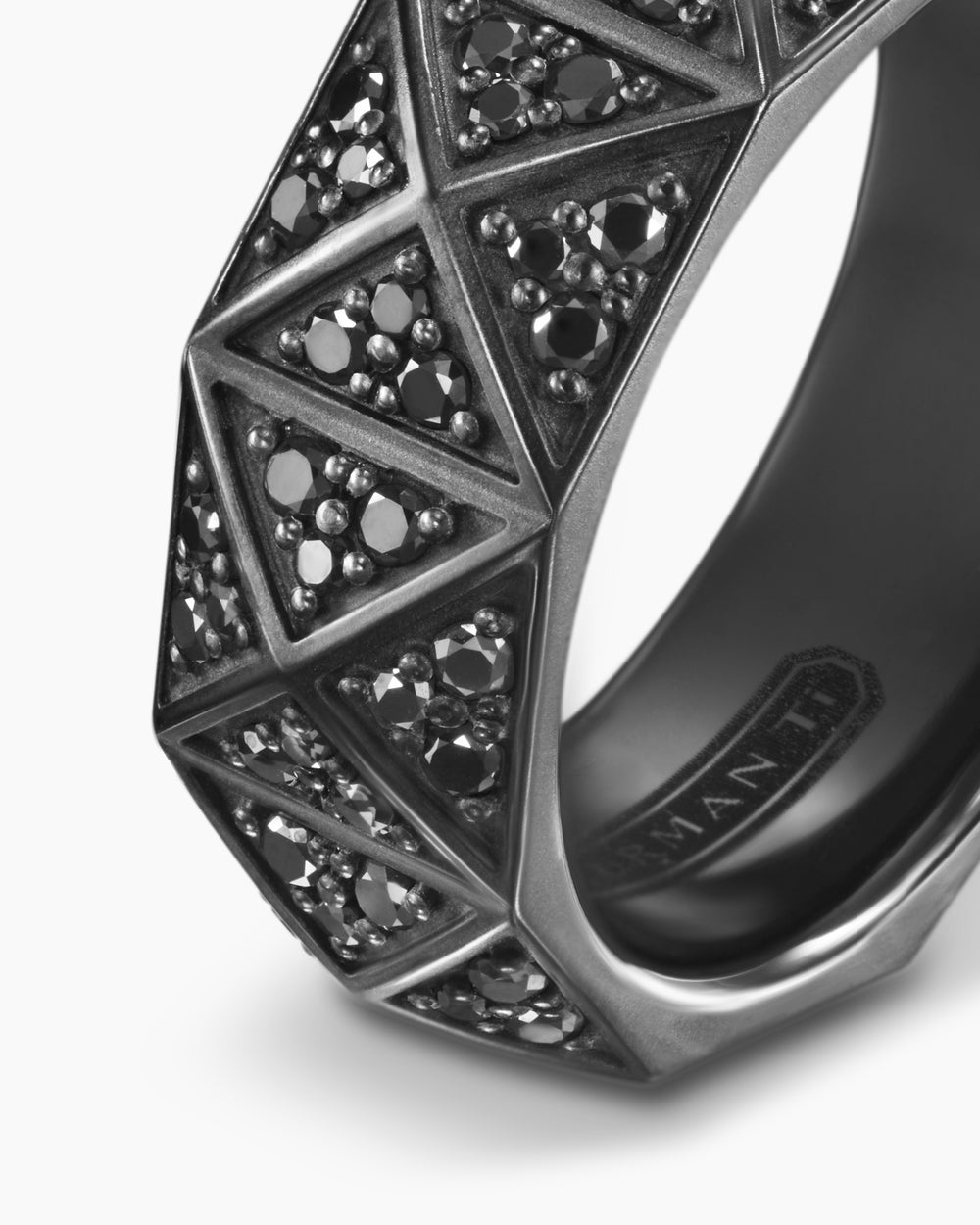 Mens Pyramid Band Ring in Black Titanium, 8mm