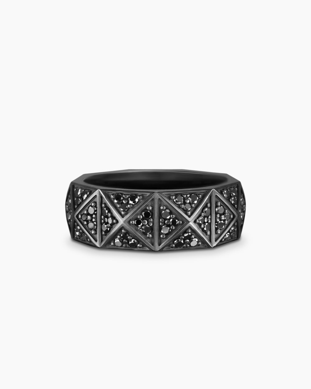 Mens Pyramid Band Ring in Black Titanium, 8mm