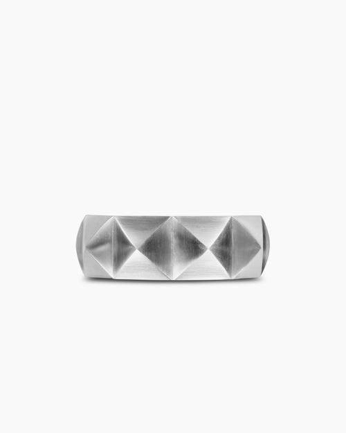 Mens Pyramid Band Ring in Sterling Silver, 8mm