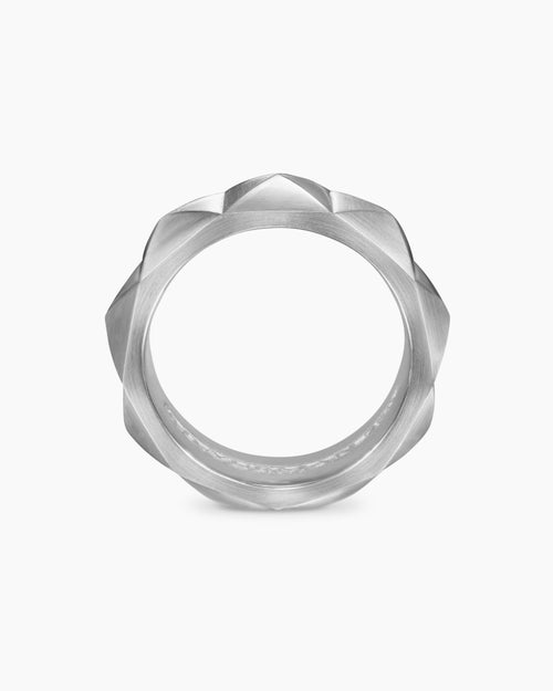 Mens Pyramid Band Ring in Sterling Silver, 8mm