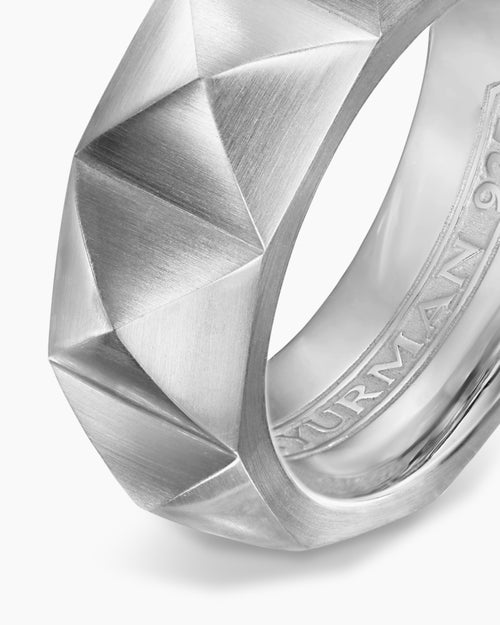 Mens Pyramid Band Ring in Sterling Silver, 8mm