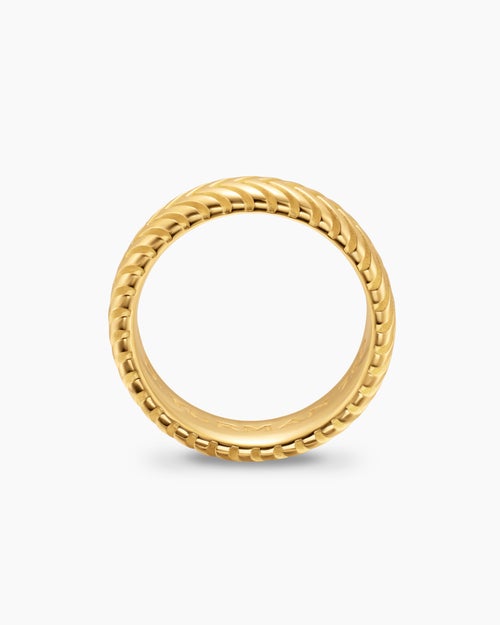 Mens Chevron Band Ring in 18K Yellow Gold, 8mm