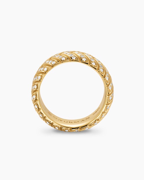 Mens Chevron Band Ring in 18K Yellow Gold, 8mm