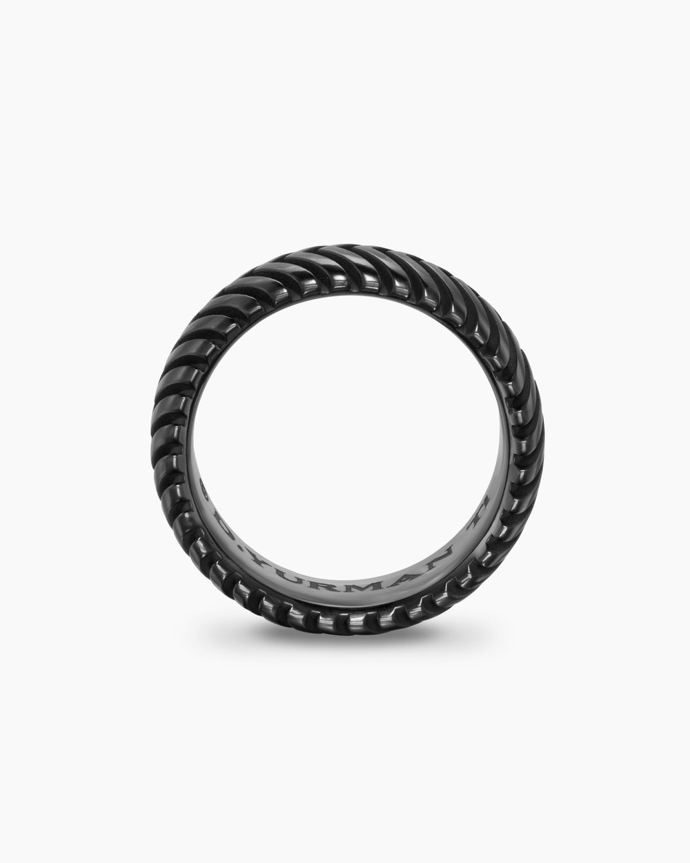Chevron Band Ring in Black Titanium, 8mm