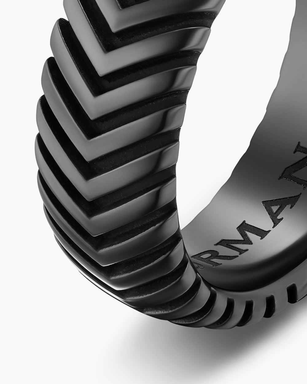 Chevron Band Ring in Black Titanium, 8mm