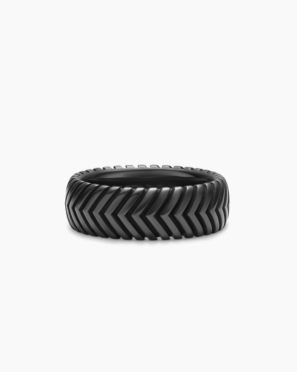 Anneau Chevron en titane noir, 8 mm