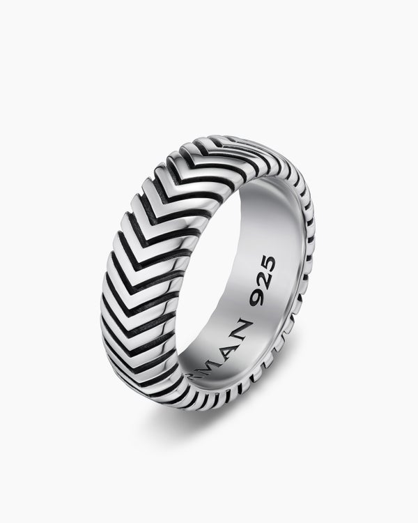 Anneau Chevron en argent sterling, 8 mm