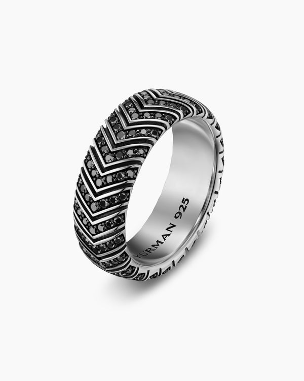 Anneau Chevron en argent sterling, 8 mm