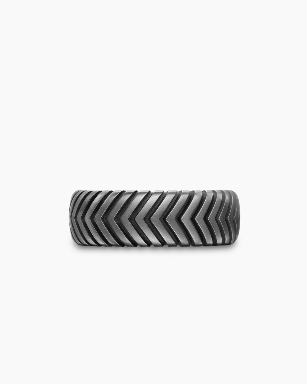 Mens Chevron Band Ring in Anthracite Titanium, 8mm