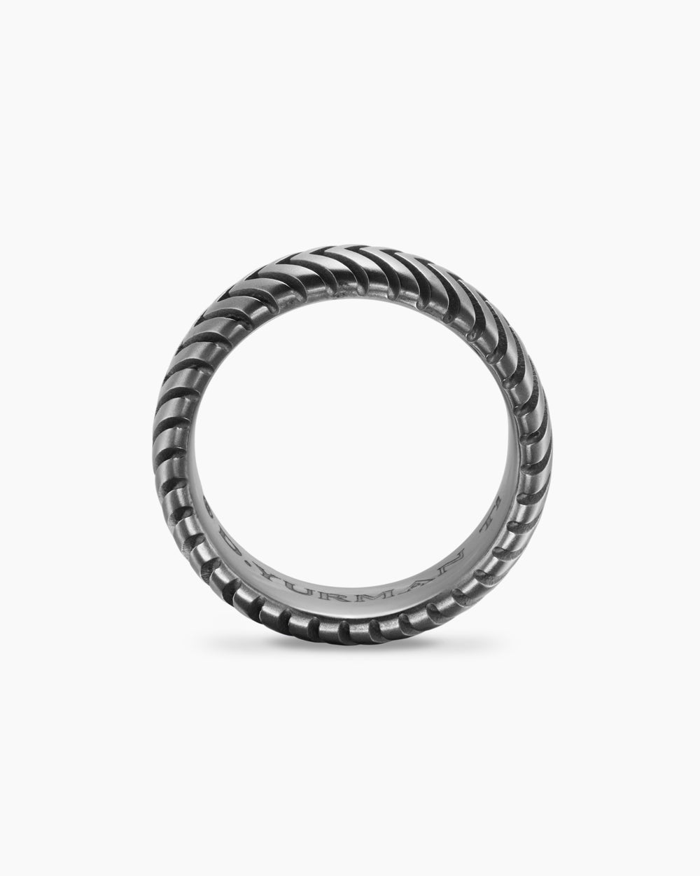 Mens Chevron Band Ring in Anthracite Titanium, 8mm